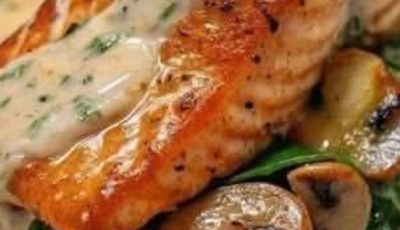 Creamy Garlic Butter Salmon with Spinach & Mushrooms