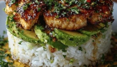 Honey Lime Chicken & Avocado Rice Stack